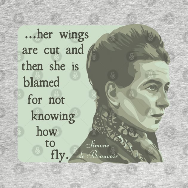 Simone de Beauvoir Portrait and Quote by Slightly Unhinged